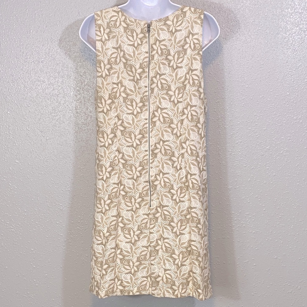 🆕 Alice + Olivia Lizzie Embellished Cream and Brown Floral Mini Shift Dress - Picture 8 of 10